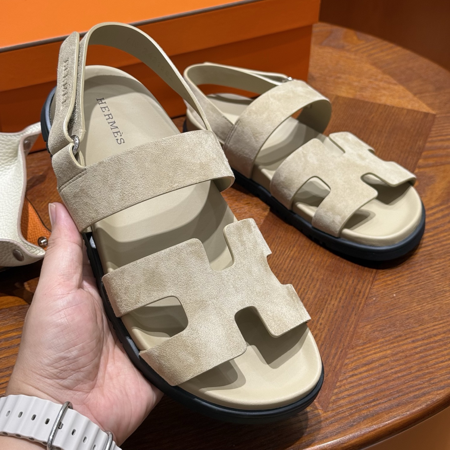 H new Erjiu sandals Genius Color/Colour linen beige/Beige Lin Suede/Chamois leather 34-42 - Image 3