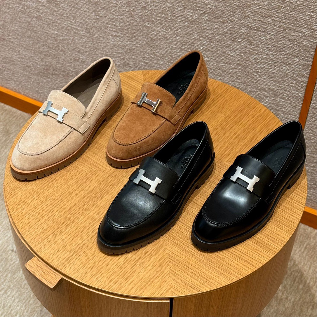 H’s popular Faubourg thick-soled loafers‼ ️‼ ️‼ ️ Super good looking, I really recommend these calfskin loafers, with grooved soles and decorated with palladium-plated iconic "H" details, creating a fashionable and casual style Another must-have shoe - Image 8