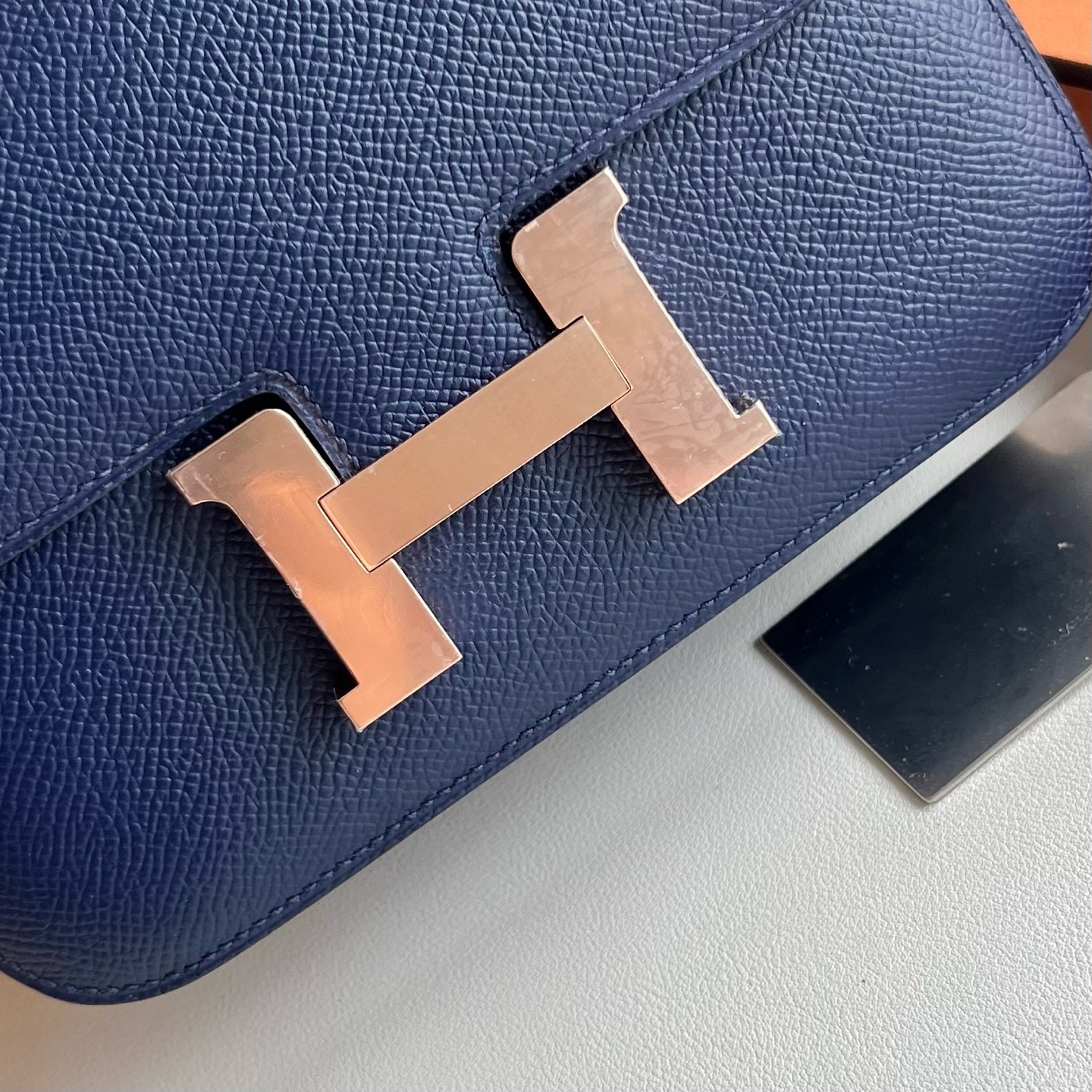 Constance 18cm mirror style🪞Epsom Color: 73 sapphire blue Rghw fully handmade wax stitching Rose gold buckle customized✈️ - Image 2