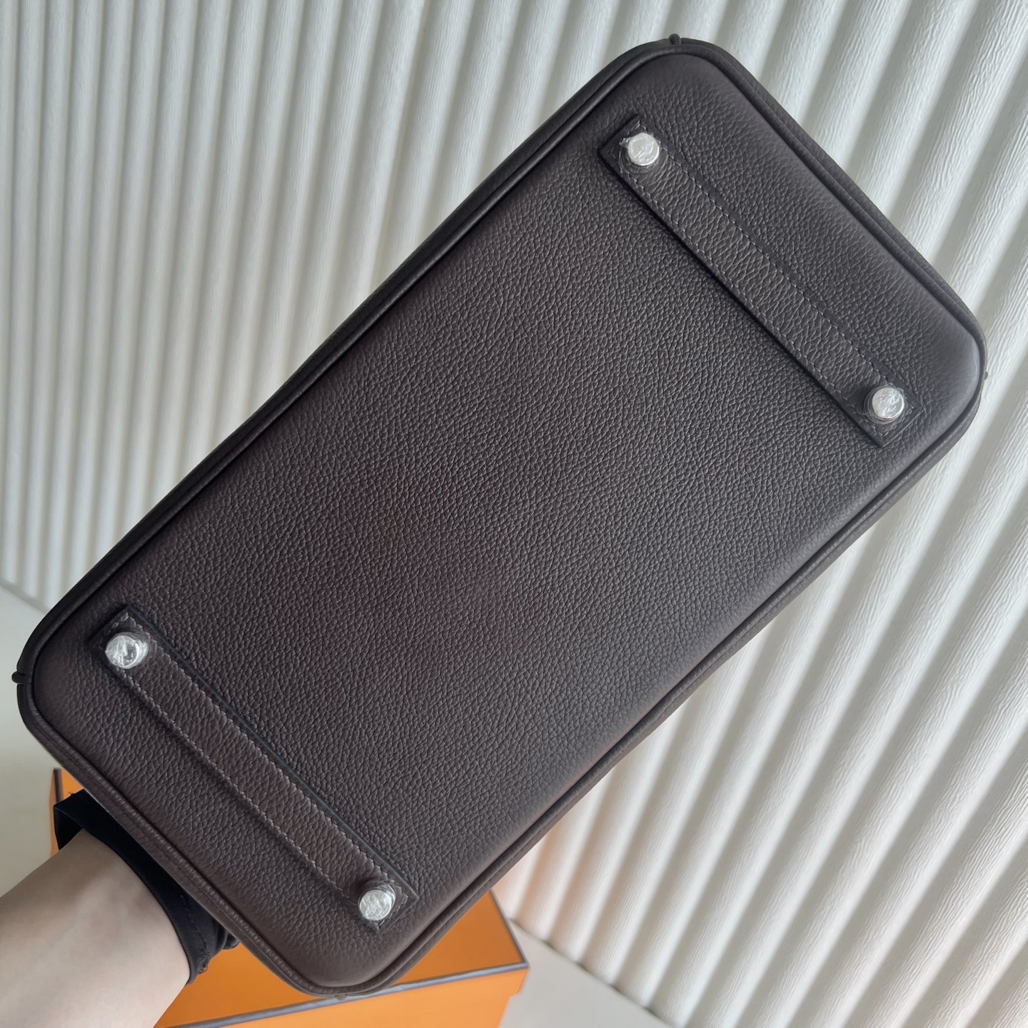 Birkin 30cm Barenia grain saddle leather Color: Ck46 ebony color Ebene silver buckle fully handmade wax stitching Phw customized✈️ - Image 10