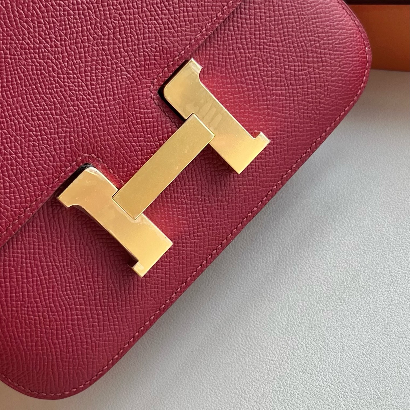 Constance 18cm Epsom Color: K1 garnet red rouge grenat Ghw Fully handmade wax stitching Gold buckle customized✈️ - Image 2