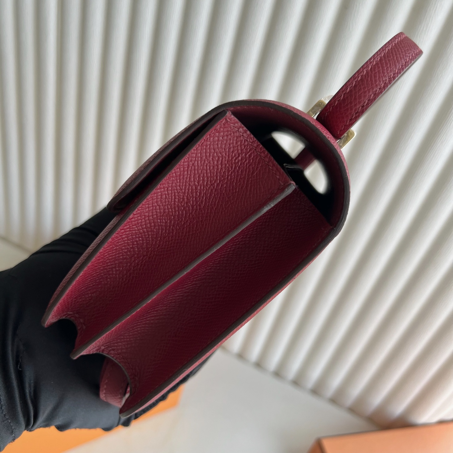 Constance 18cm Epsom Color: K1 garnet red rouge grenat Ghw Fully handmade wax stitching Gold buckle customized✈️ - Image 3
