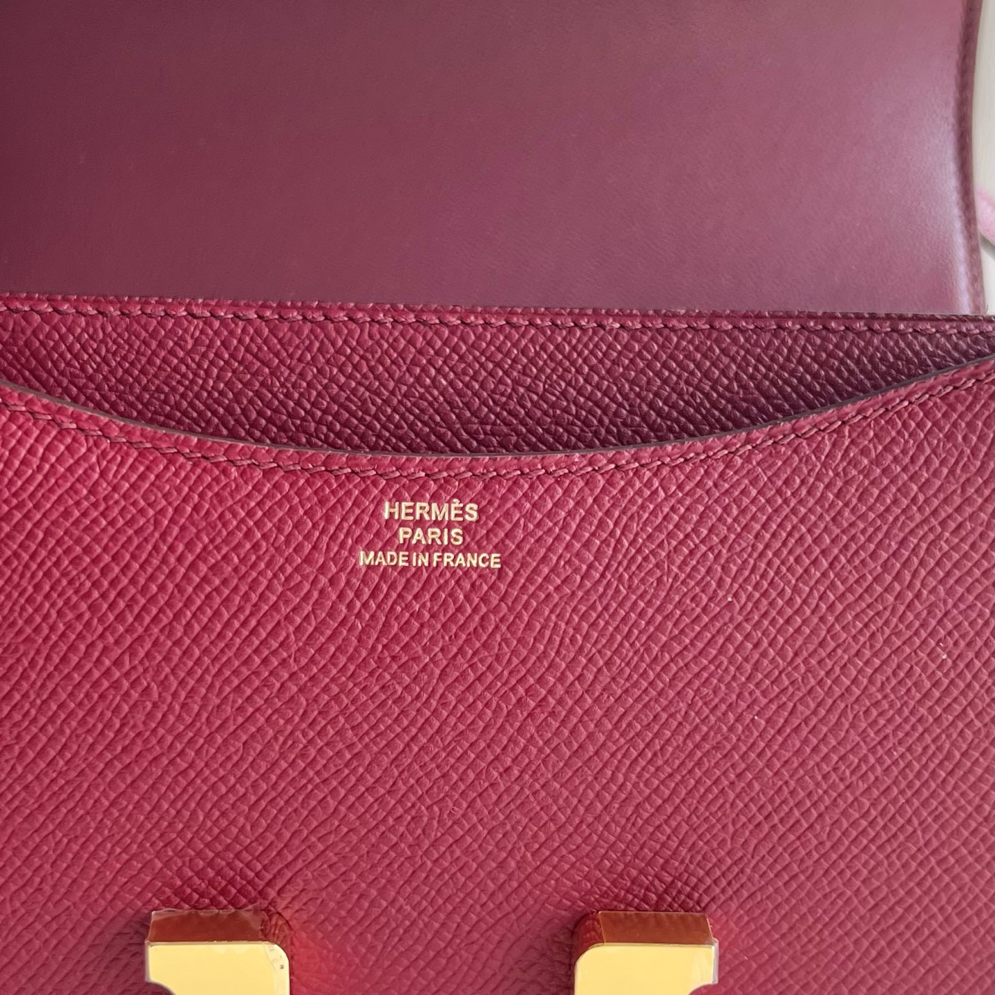 Constance 18cm Epsom Color: K1 garnet red rouge grenat Ghw Fully handmade wax stitching Gold buckle customized✈️ - Image 8