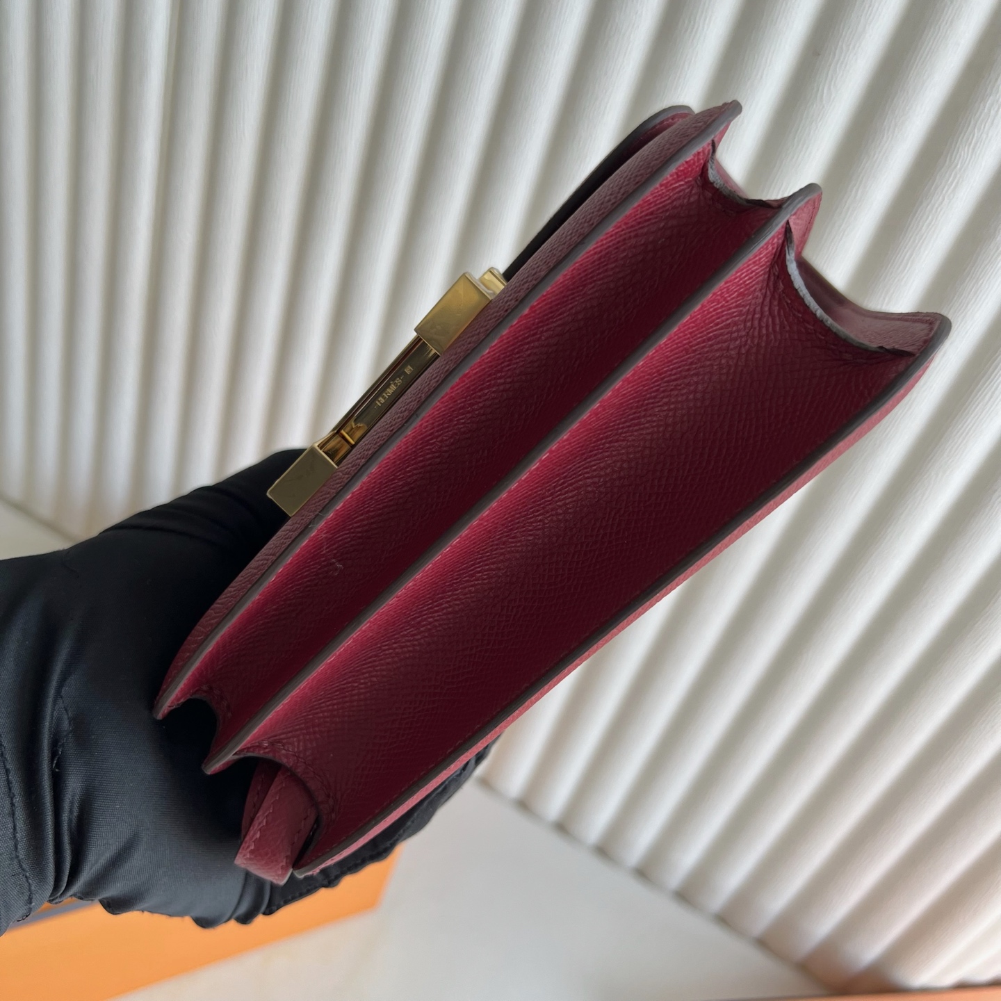 Constance 18cm Epsom Color: K1 garnet red rouge grenat Ghw Fully handmade wax stitching Gold buckle customized✈️ - Image 10