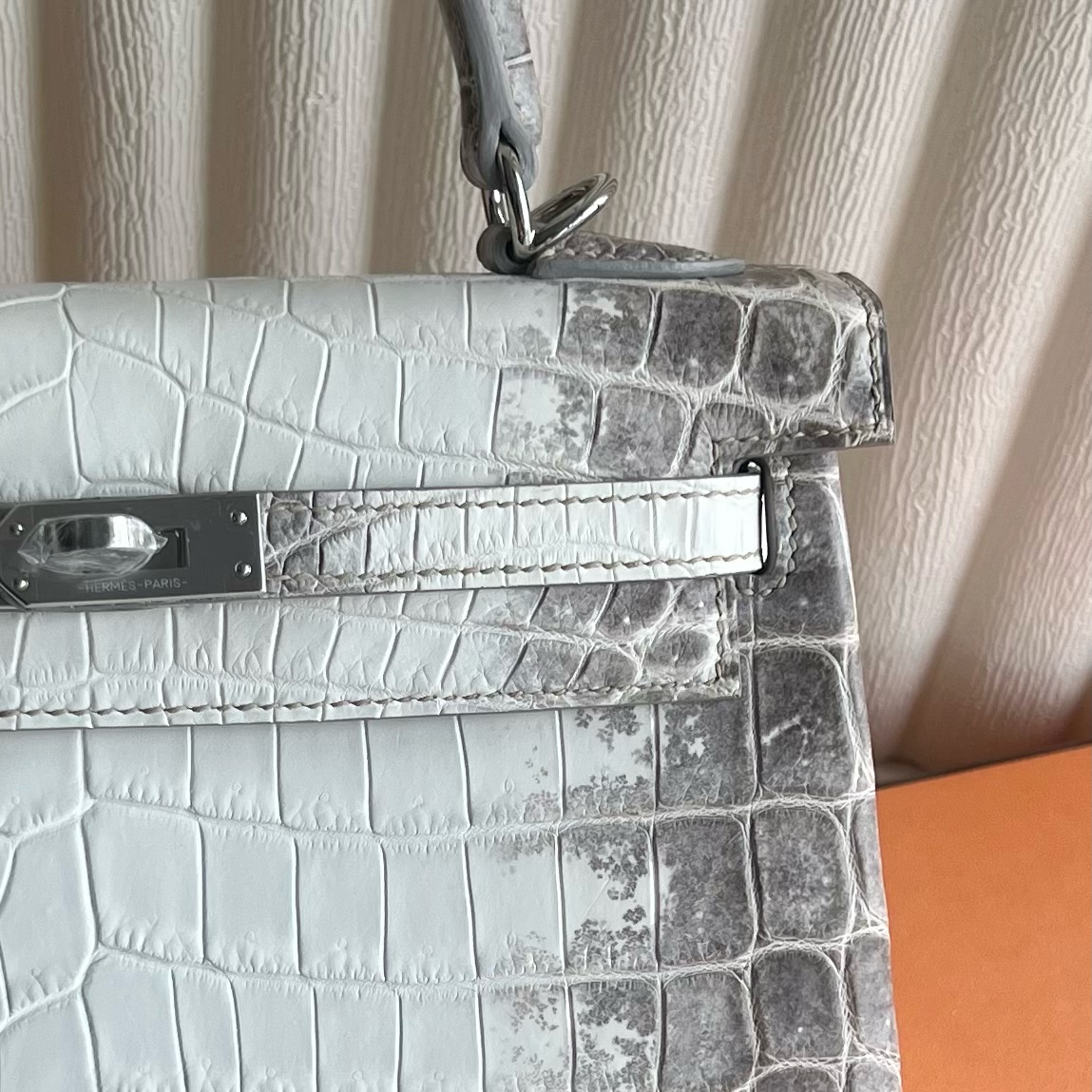 Spot Kelly 25cm Himalayan Himalayan Original imported Hac crocodile leather, fully handmade wax stitching Silver buckle Stock - Image 2