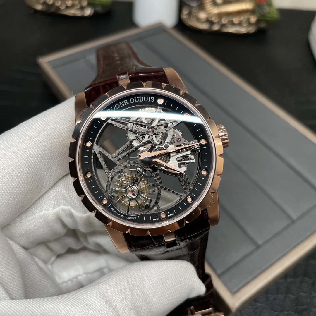 Roger's Skeleton Tourbillon Rose Gold Brown Leather bbr❗️ - Image 3
