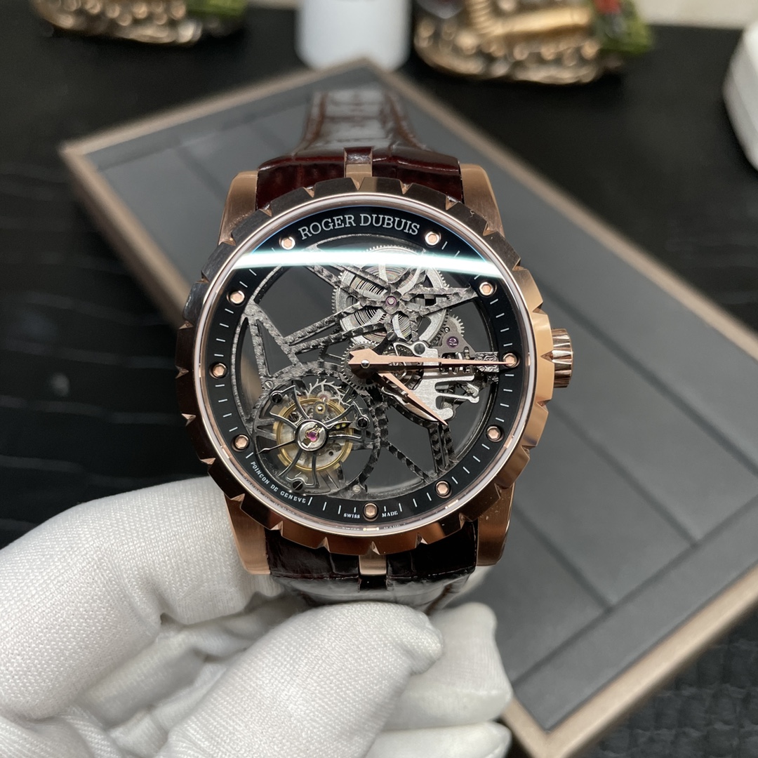 Roger's Skeleton Tourbillon Rose Gold Brown Leather bbr❗️ - Image 4