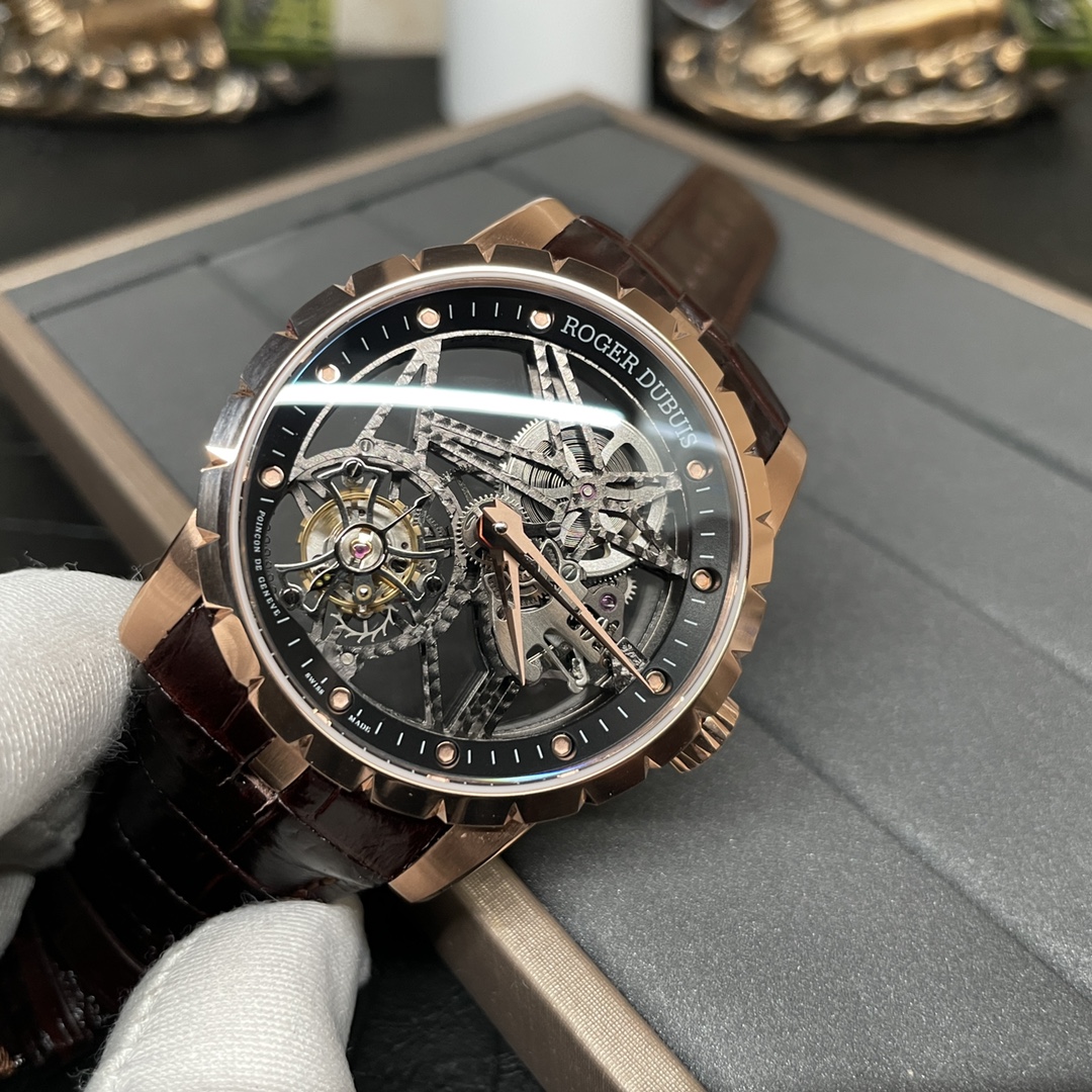 Roger's Skeleton Tourbillon Rose Gold Brown Leather bbr❗️ - Image 5