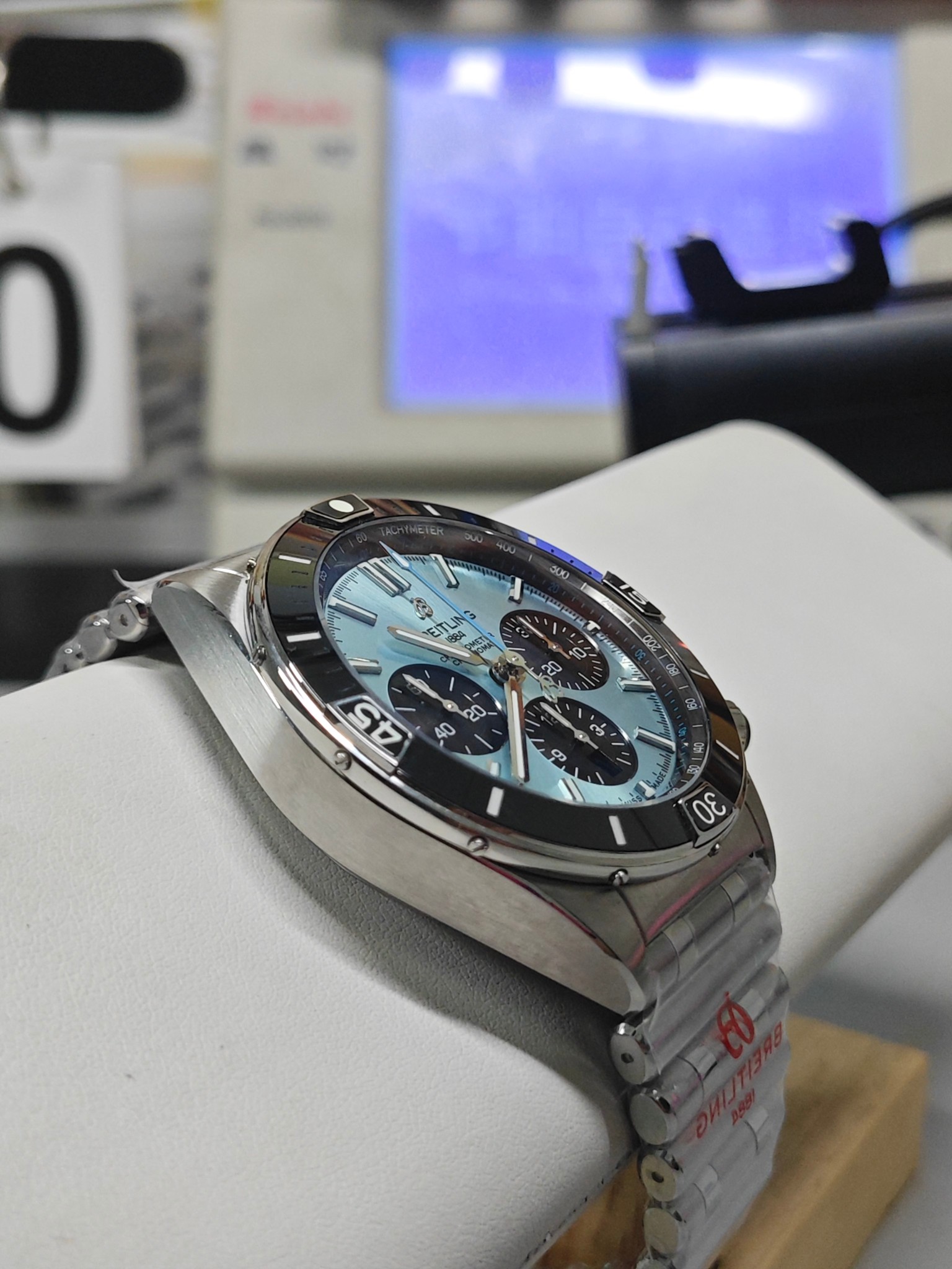 BLS Breitling Mechanical Chronograph Ice Blue Face - Image 5