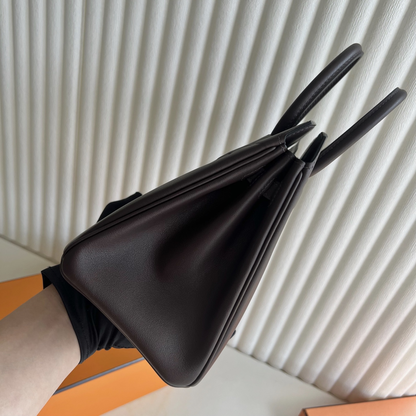 Birkin 25cm Shadow Swift Illusion Color: 0G Saddle Red Rouge Sellier Fully handmade wax stitching Phw customized✈️ - Image 3