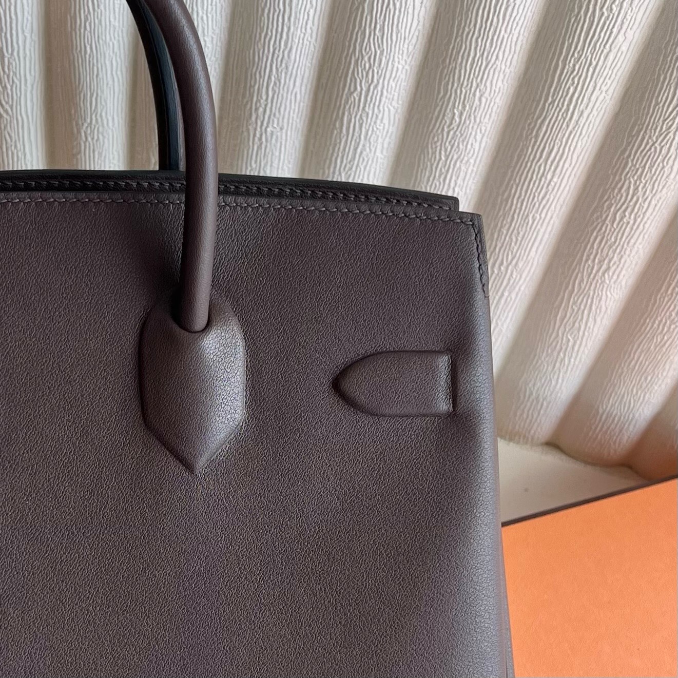Birkin 25cm Shadow Swift Illusion Color: 0G Saddle Red Rouge Sellier Fully handmade wax stitching Phw customized✈️ - Image 6