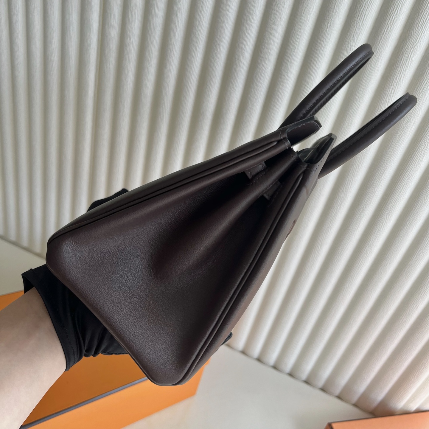 Birkin 25cm Shadow Swift Illusion Color: 0G Saddle Red Rouge Sellier Fully handmade wax stitching Phw customized✈️ - Image 7