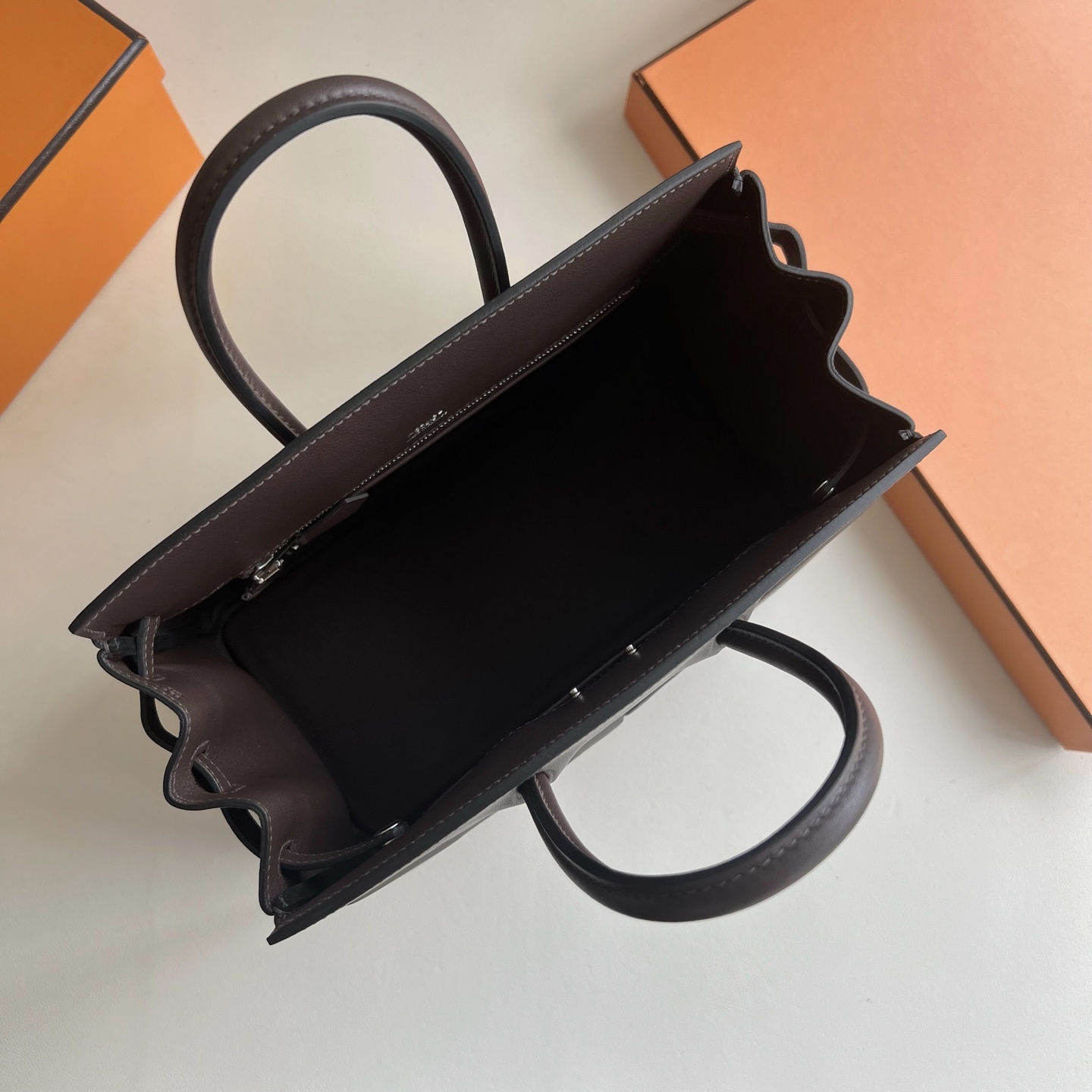 Birkin 25cm Shadow Swift Illusion Color: 0G Saddle Red Rouge Sellier Fully handmade wax stitching Phw customized✈️ - Image 8