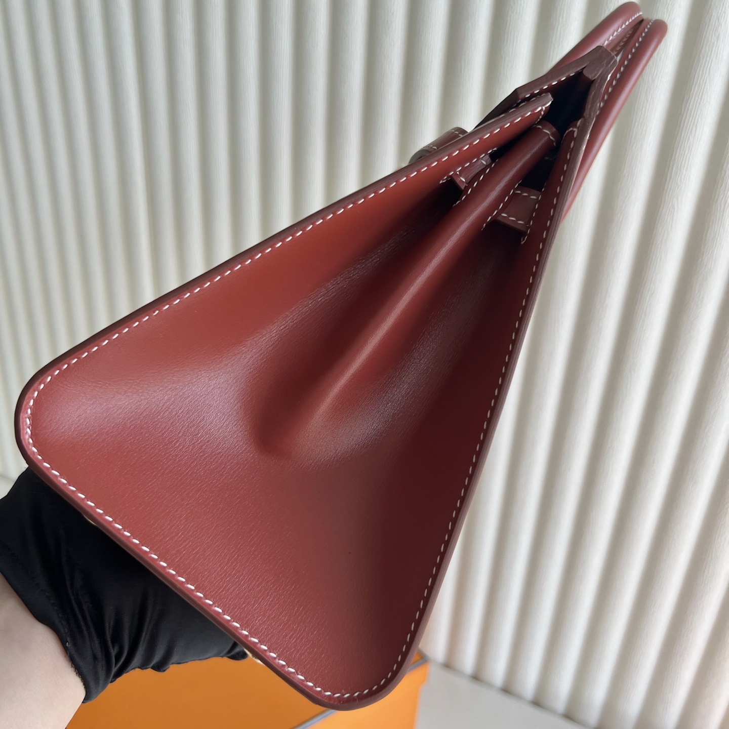 Birkin 25cm Sellier Box Color: Ck36 brick red, Brique gold buckle, fully handmade wax stitching Phw customized✈️ - Image 3