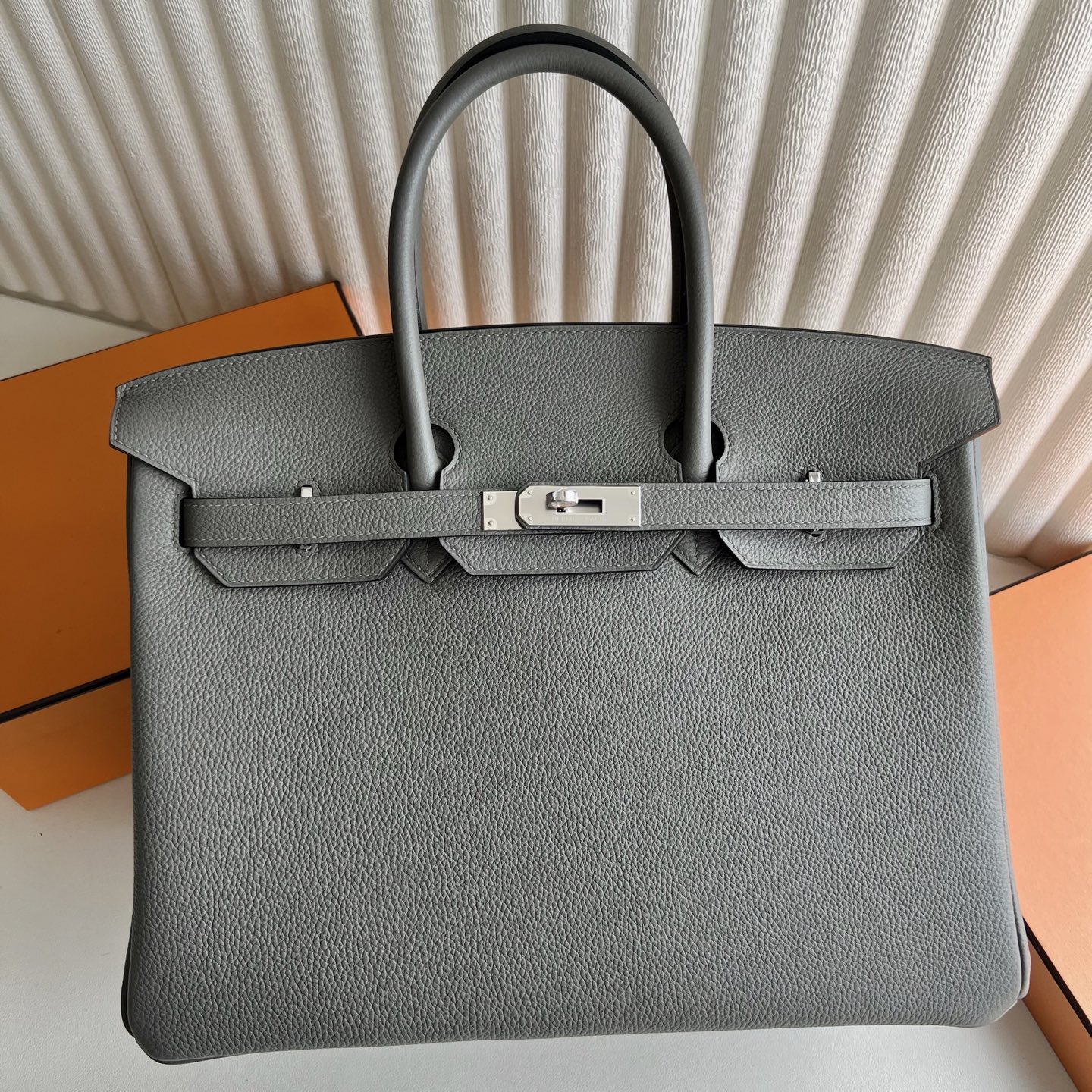 Birkin 35cm Togo original imported German calfskin Color: 0L cumulonimbus gray, fully handmade wax stitching Silver buckle customized✈️