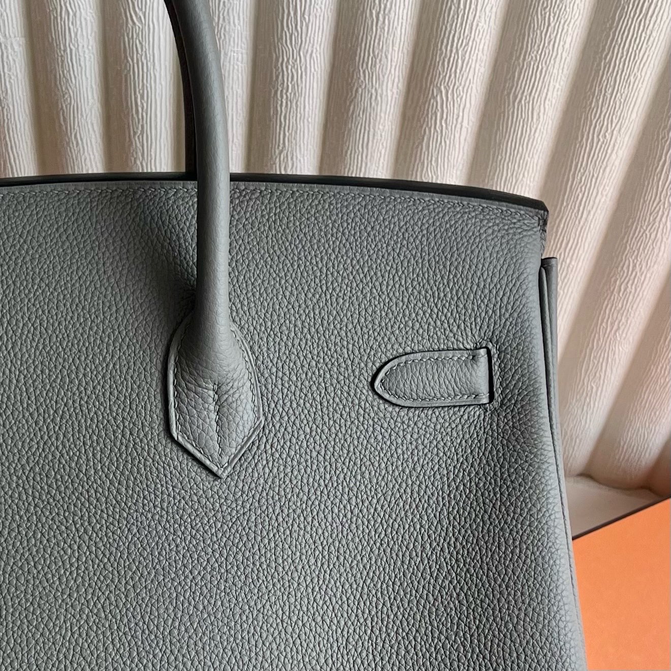 Birkin 35cm Togo original imported German calfskin Color: 0L cumulonimbus gray, fully handmade wax stitching Silver buckle customized✈️ - Image 6