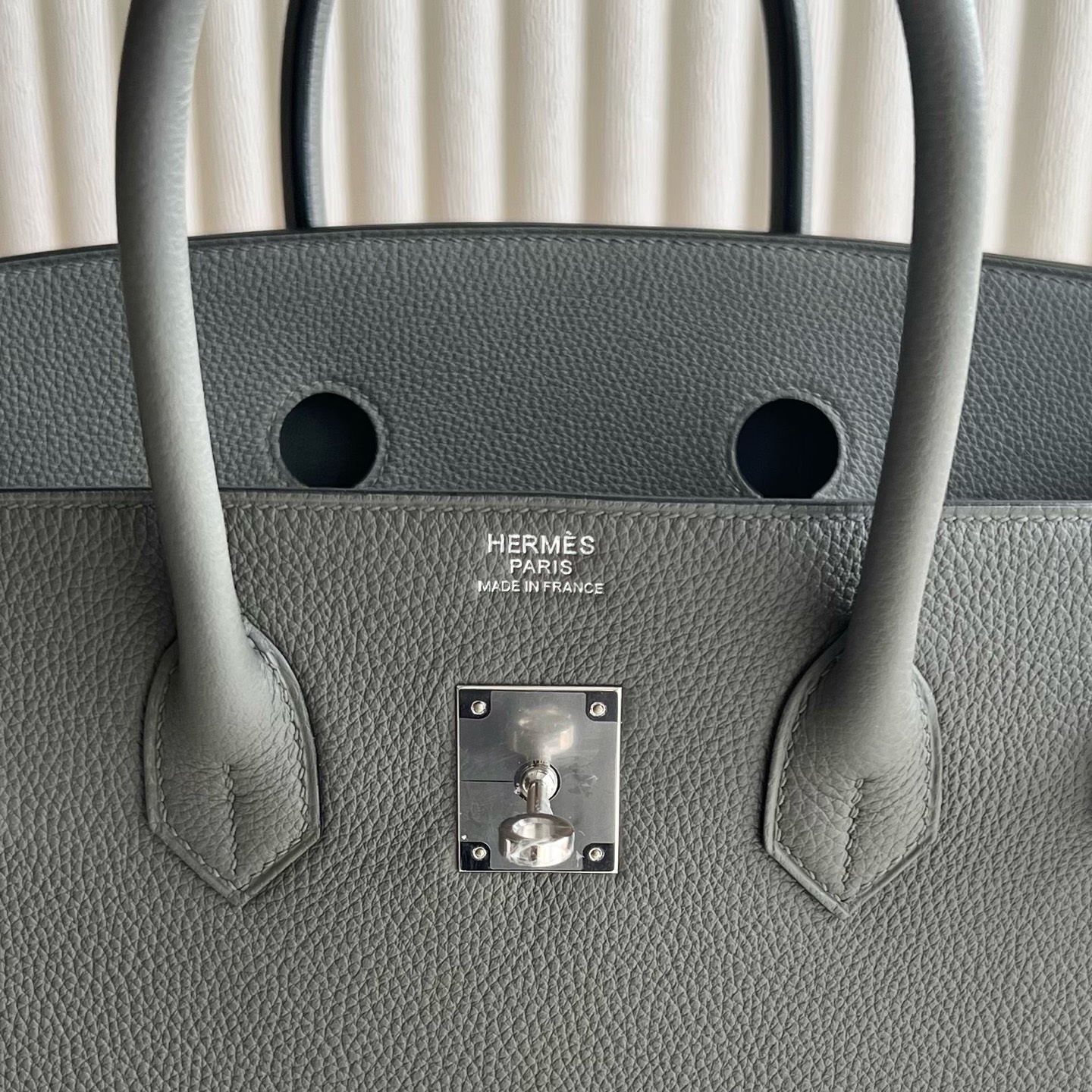 Birkin 35cm Togo original imported German calfskin Color: 0L cumulonimbus gray, fully handmade wax stitching Silver buckle customized✈️ - Image 8