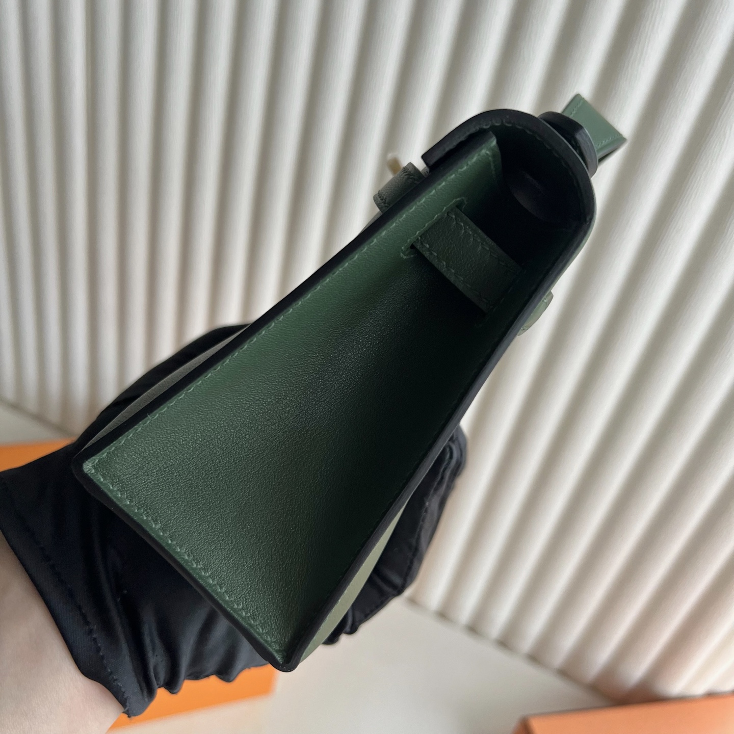MiniKelly Pochette 22cm Swift Color: 2Q British Green Gold Buckle Fully Handmade Wax Thread Sewing Ghw customized✈️ - Image 3