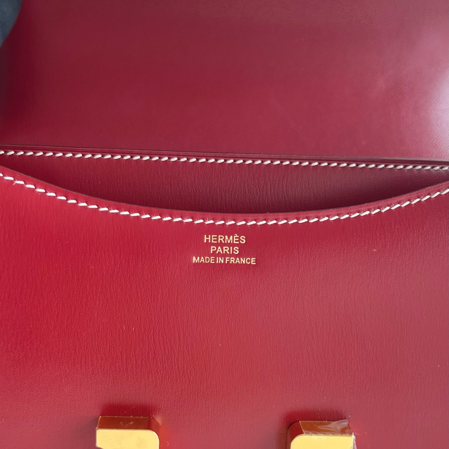 Constance 18cm Box Color: 5X Chili Red Rouge Piment Fully handmade wax stitching Gold buckle Stock - Image 7