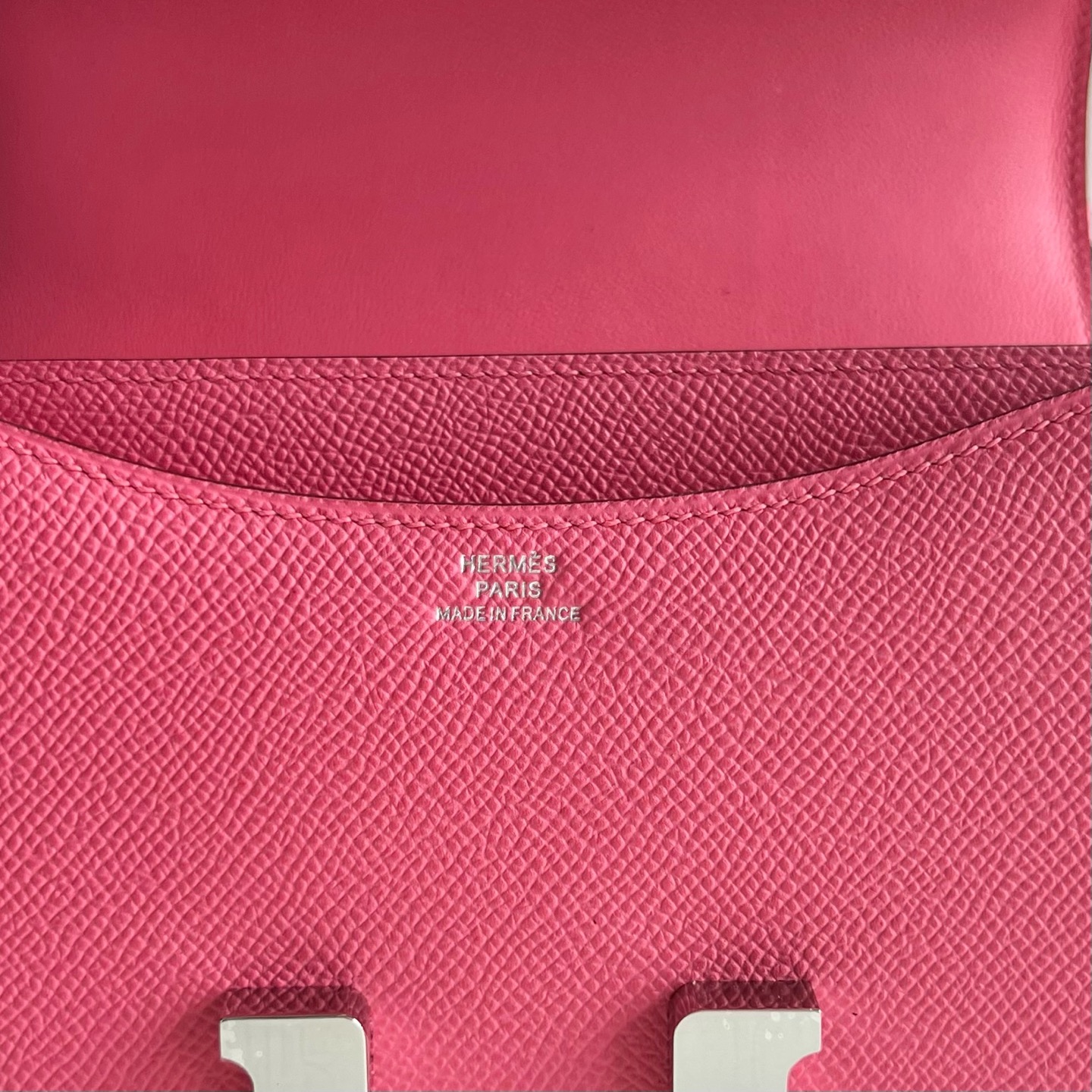 Constance 18cm Epsom Color: 8W new lipstick powder, fully handmade wax thread sewing Silver buckle customized✈️ - Image 8