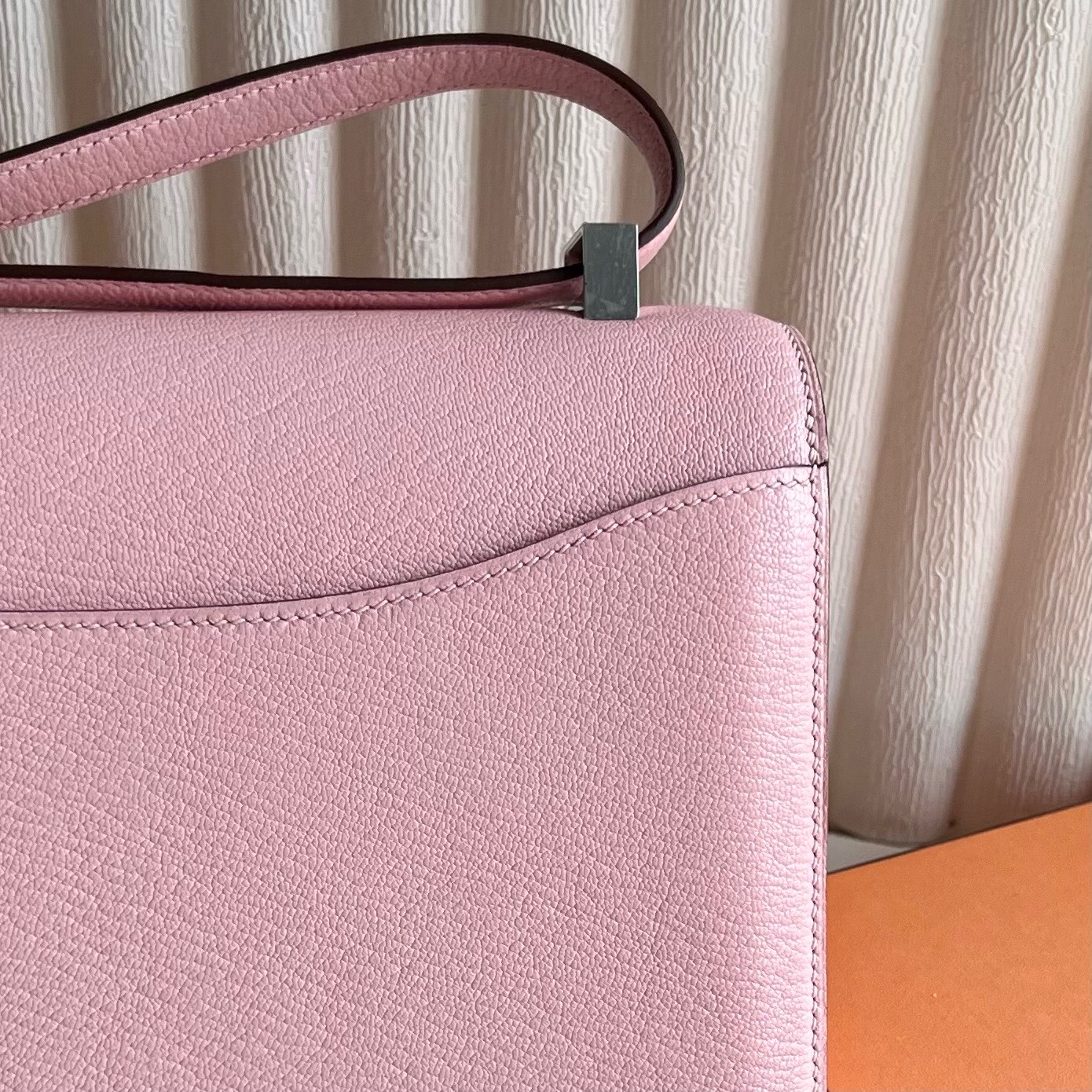 Constance 1-24 Single Layer Mirror Chever Color: 3Q new pink Rose Sakura, fully handmade wax thread sewing Silver buckle customized✈️ - Image 5