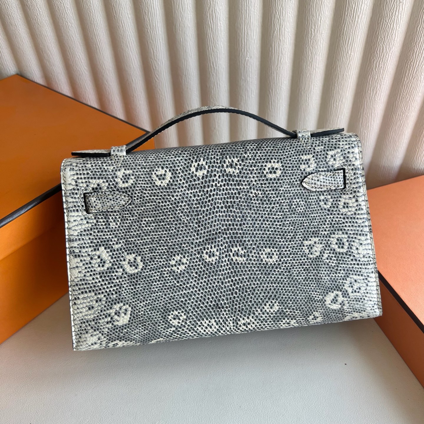 Mini Kelly Pochette 22cm Lizard imported lizard skin Color: 1B natural color, silver buckle, fully handmade wax stitching Phw customized✈️ - Image 4