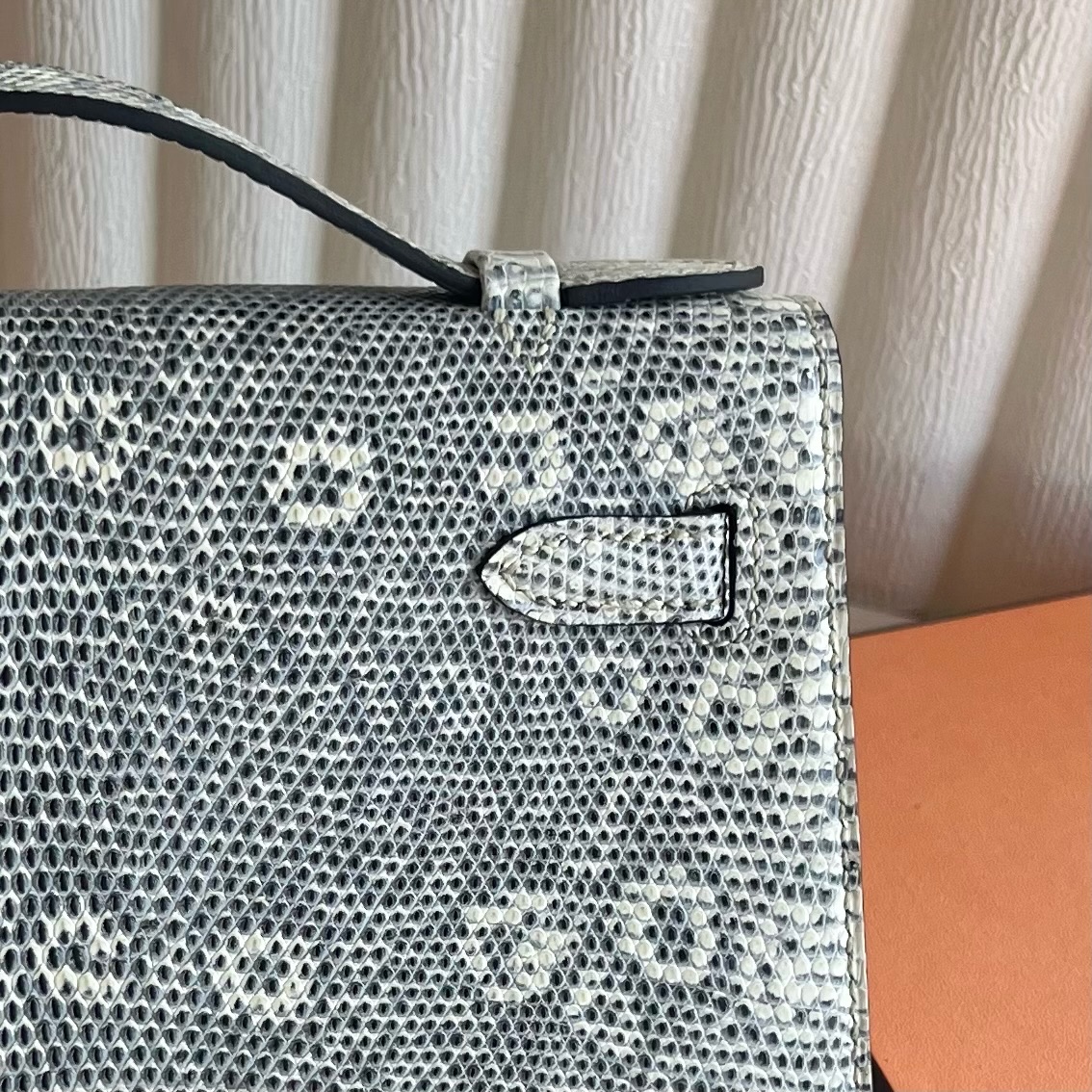 Mini Kelly Pochette 22cm Lizard imported lizard skin Color: 1B natural color, silver buckle, fully handmade wax stitching Phw customized✈️ - Image 5