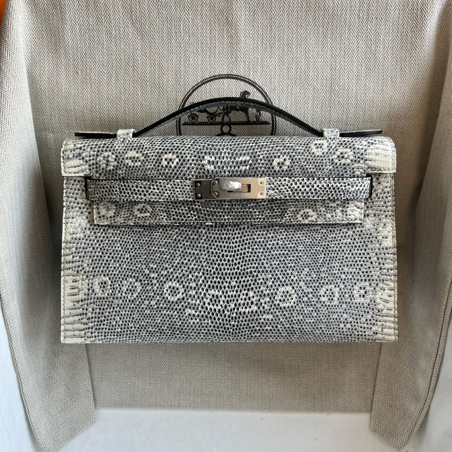 Mini Kelly Pochette 22cm Lizard imported lizard skin Color: 1B natural color, silver buckle, fully handmade wax stitching Phw customized✈️ - Image 11