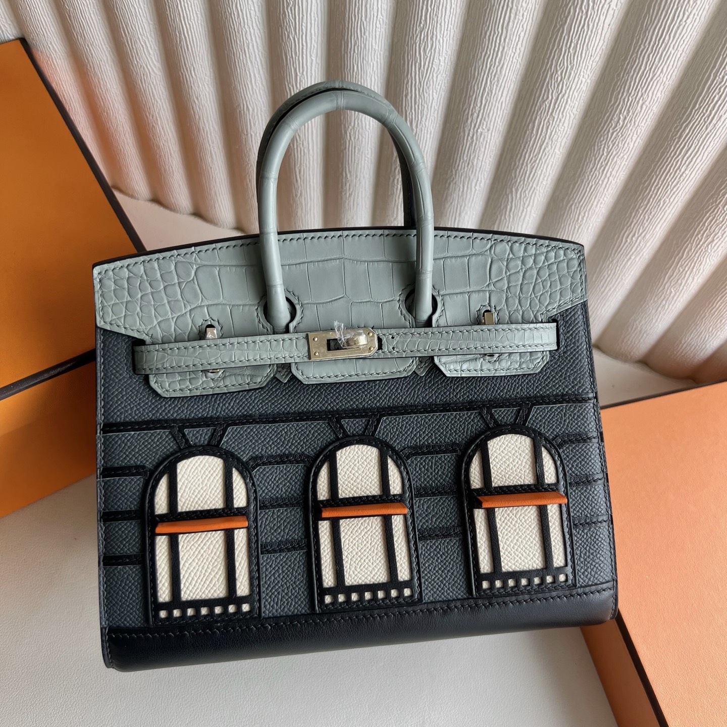 Birkin 20cm limited edition gray little house 🏠 Fully handmade wax stitching Phw Stock