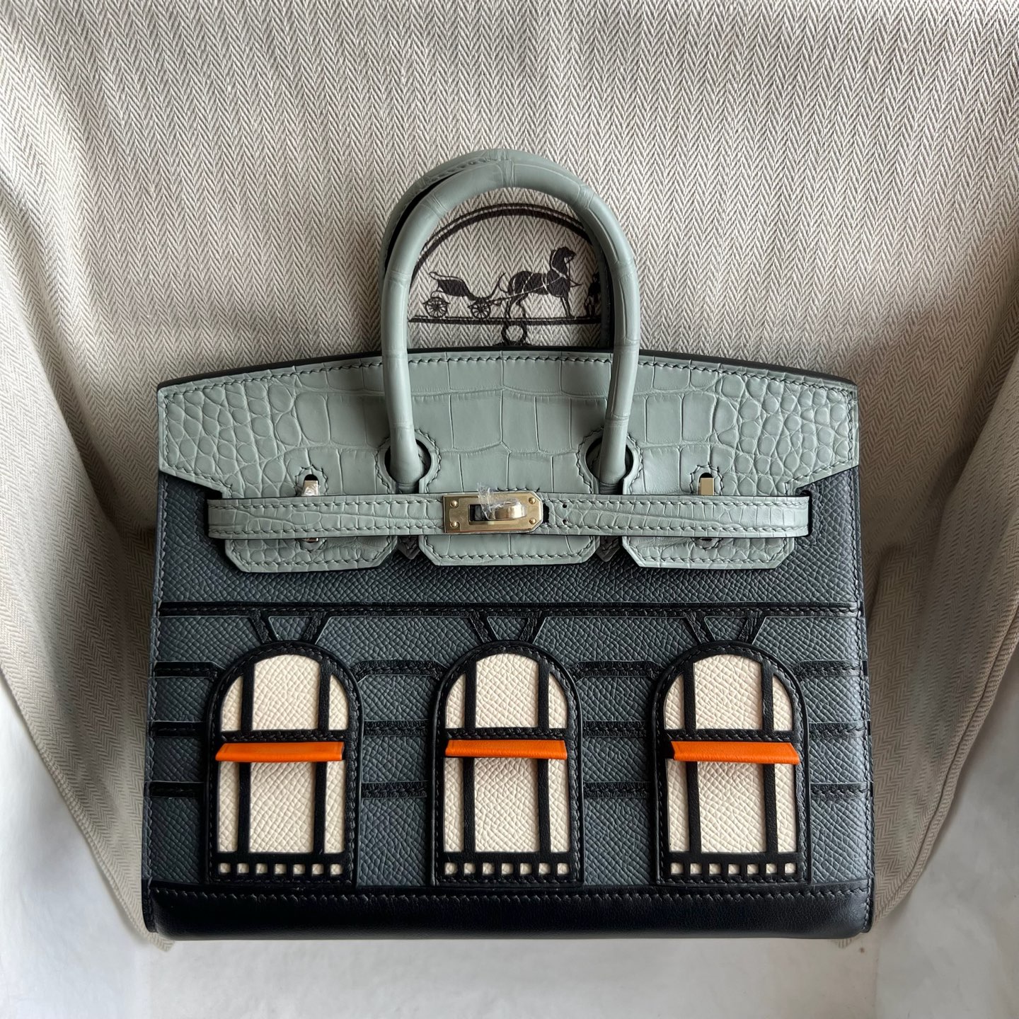 Birkin 20cm limited edition gray little house 🏠 Fully handmade wax stitching Phw Stock - Image 12
