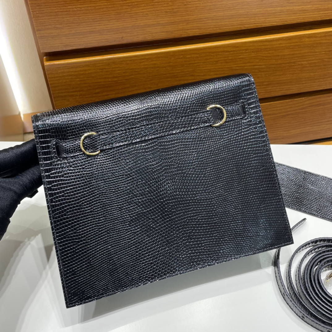 Kelly danse 22cm Lizard imported lizard skin 89 black gold buckle fully handmade wax stitching Ghw customized✈️ - Image 4