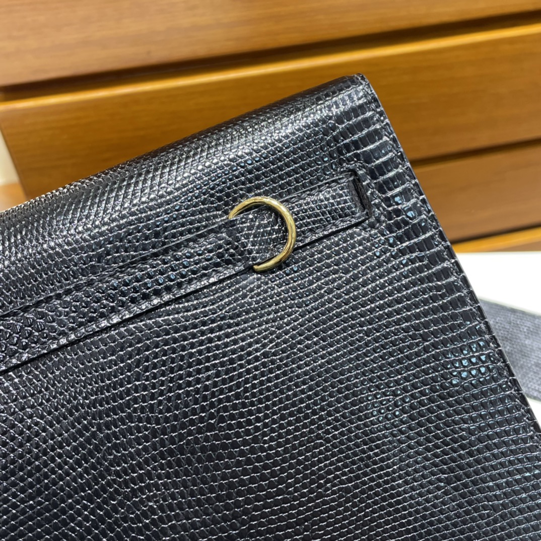 Kelly danse 22cm Lizard imported lizard skin 89 black gold buckle fully handmade wax stitching Ghw customized✈️ - Image 5