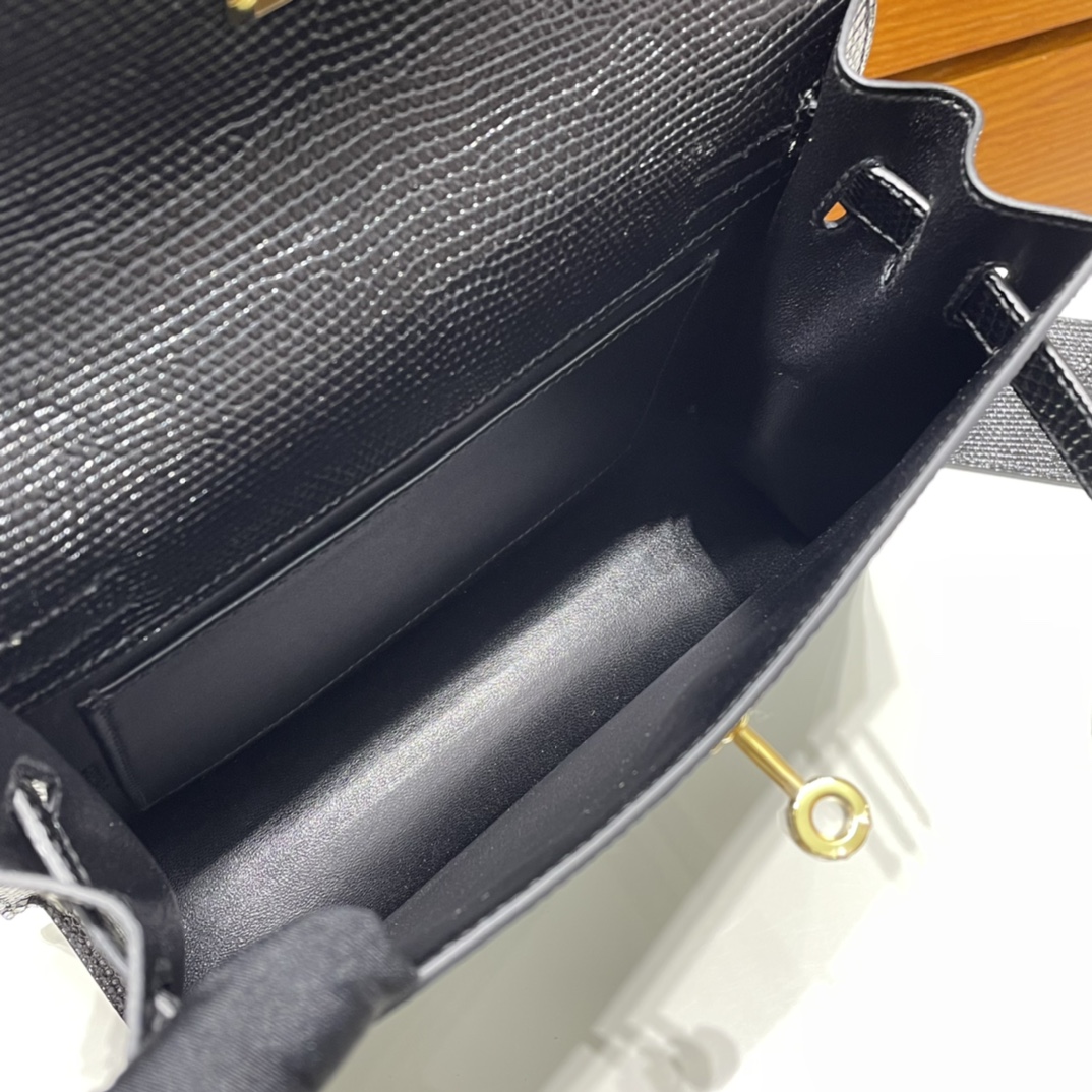 Kelly danse 22cm Lizard imported lizard skin 89 black gold buckle fully handmade wax stitching Ghw customized✈️ - Image 8