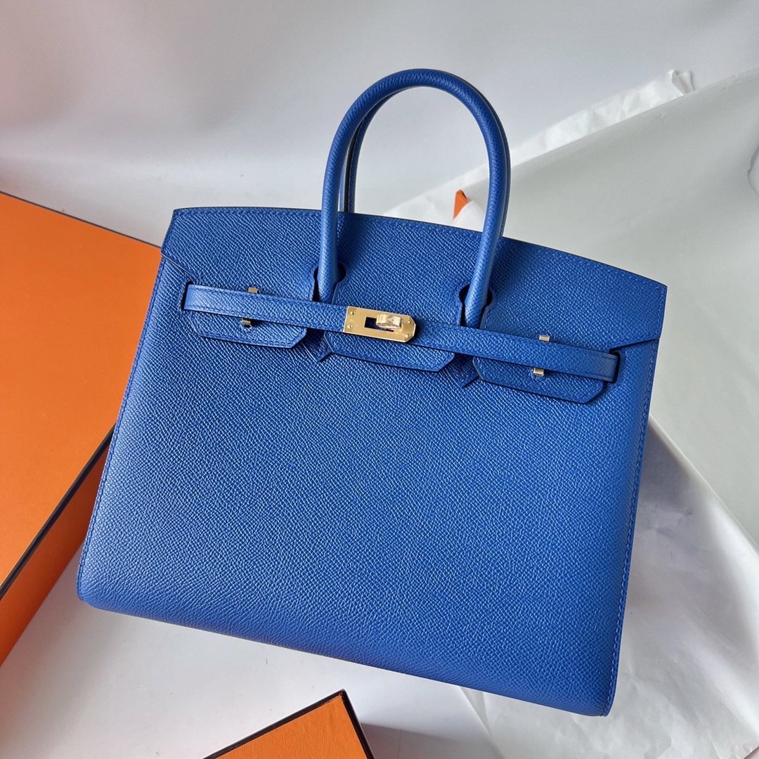 Birkin 25cm Sellier Epsom 71 French Blue Gold Buckle Fully Handmade Wax Thread Sewing Ghw Customized✈️