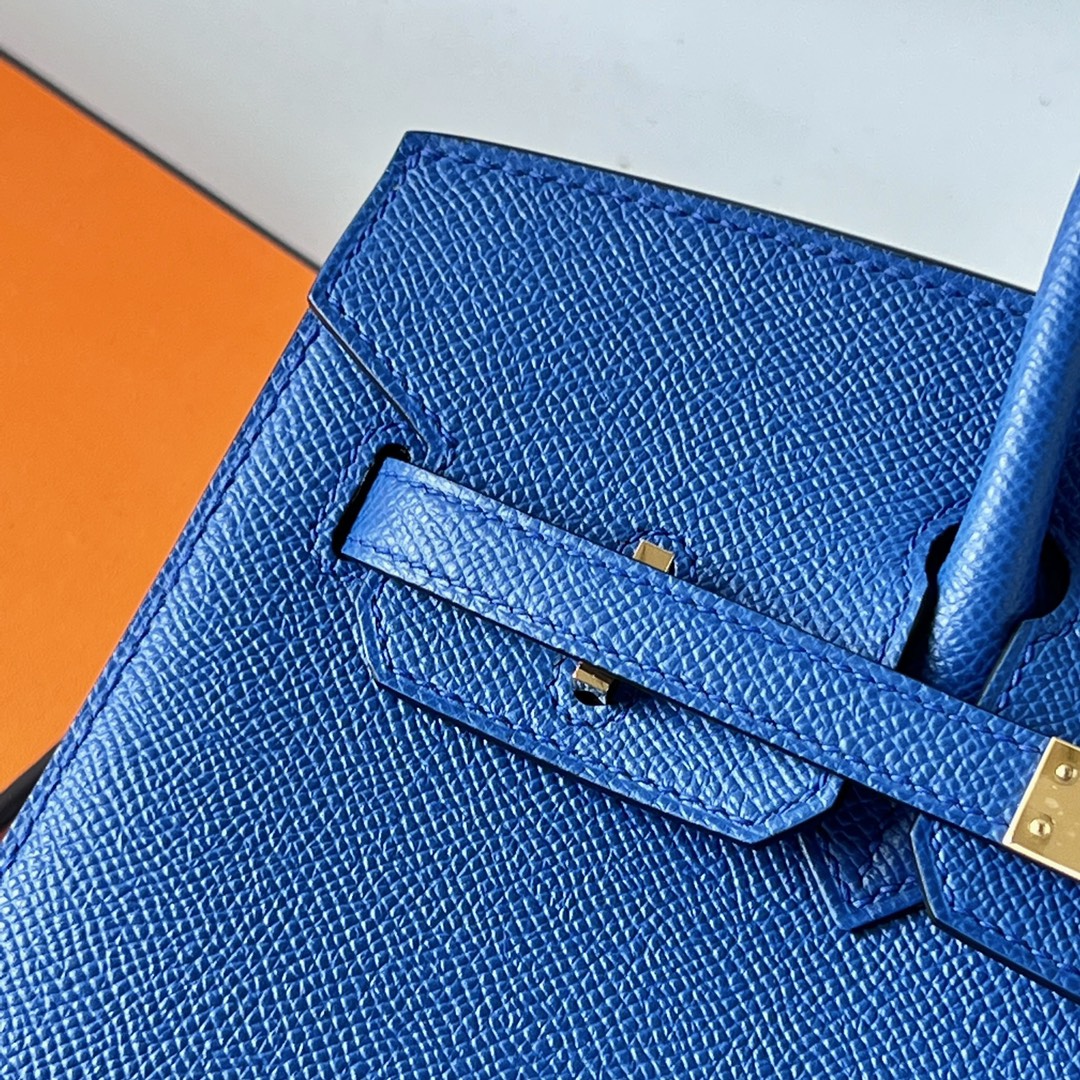 Birkin 25cm Sellier Epsom 71 French Blue Gold Buckle Fully Handmade Wax Thread Sewing Ghw Customized✈️ - Image 2