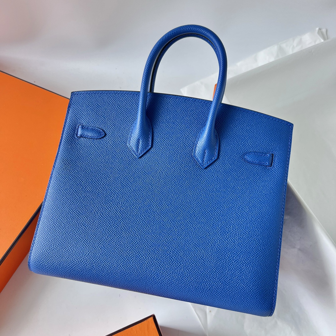 Birkin 25cm Sellier Epsom 71 French Blue Gold Buckle Fully Handmade Wax Thread Sewing Ghw Customized✈️ - Image 4