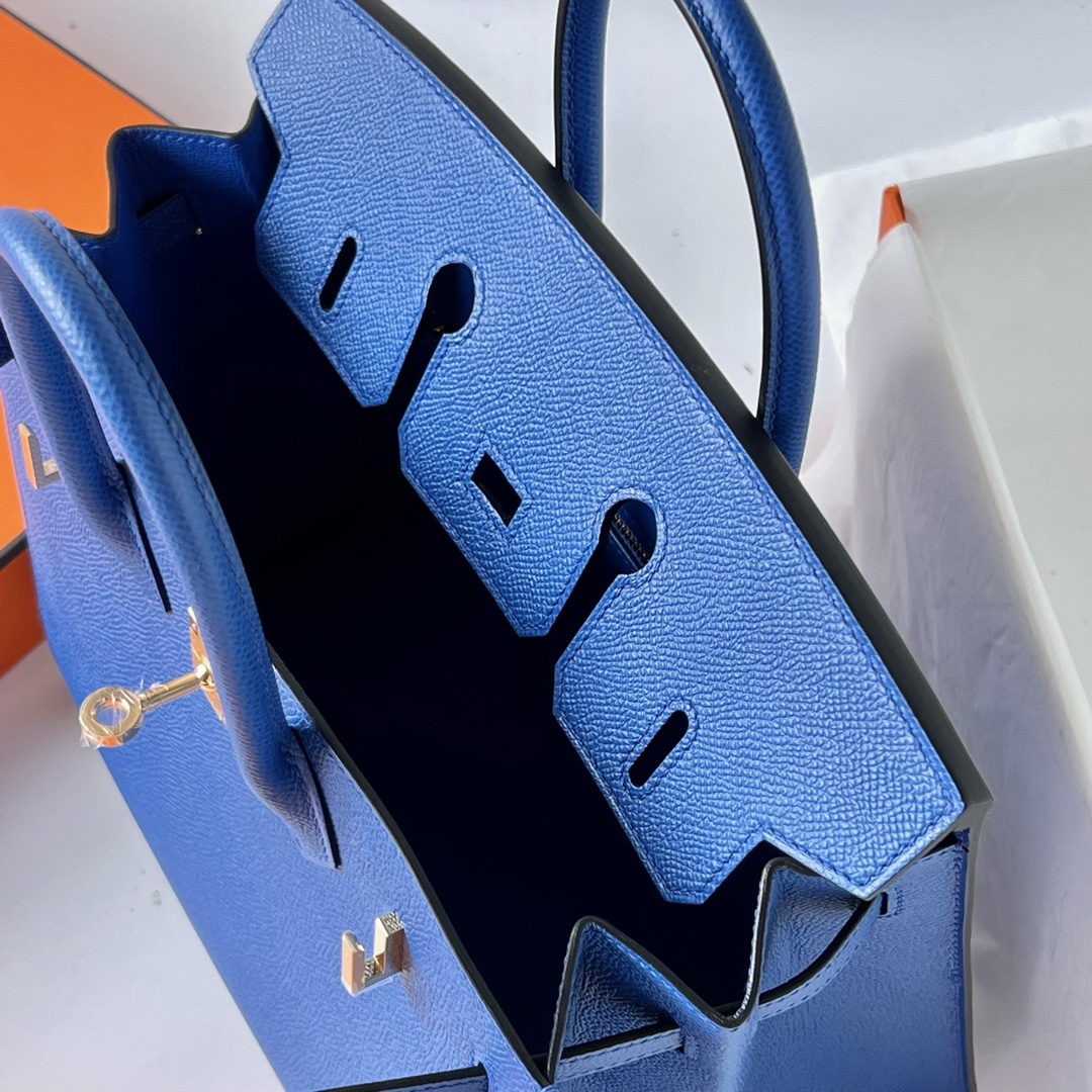 Birkin 25cm Sellier Epsom 71 French Blue Gold Buckle Fully Handmade Wax Thread Sewing Ghw Customized✈️ - Image 7