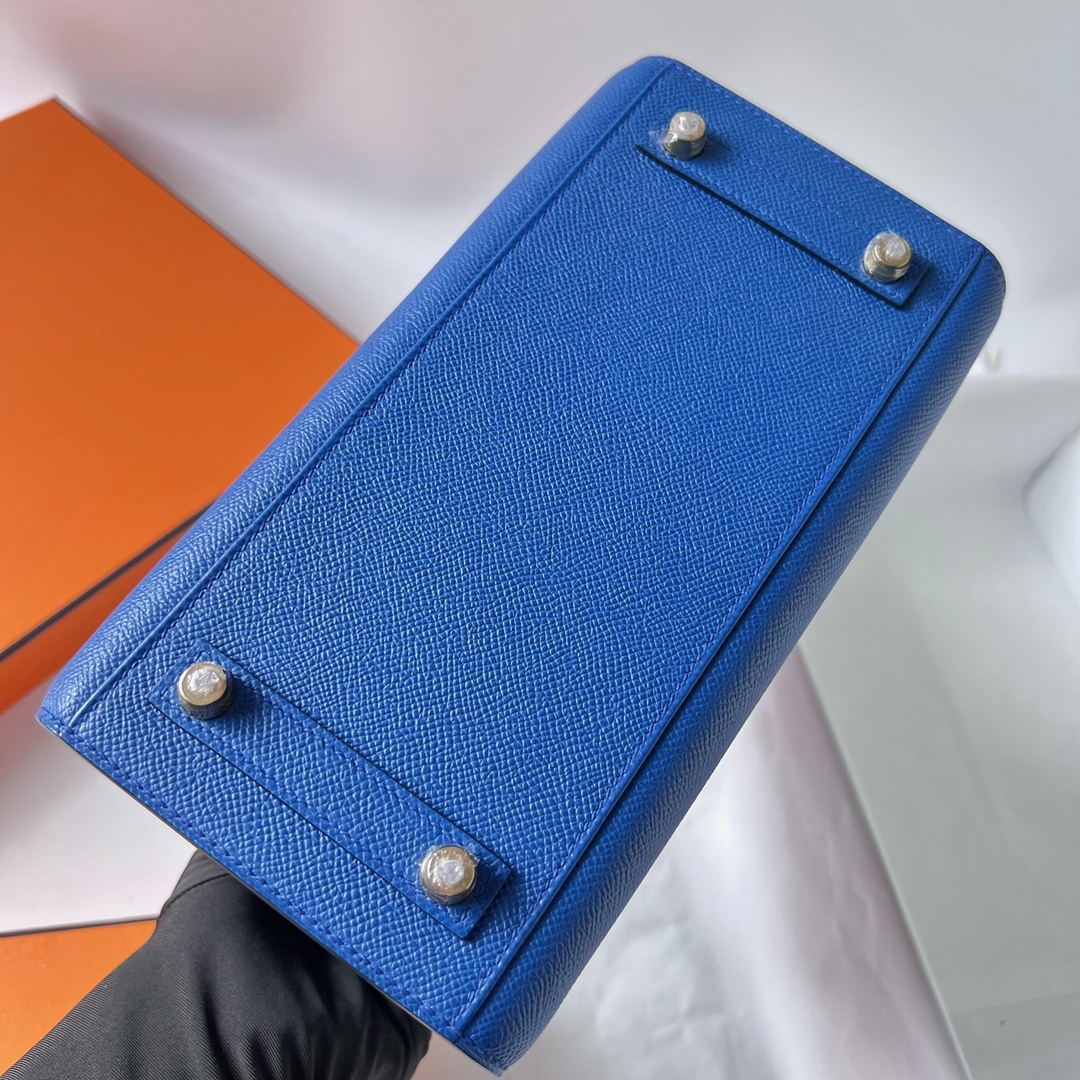 Birkin 25cm Sellier Epsom 71 French Blue Gold Buckle Fully Handmade Wax Thread Sewing Ghw Customized✈️ - Image 8