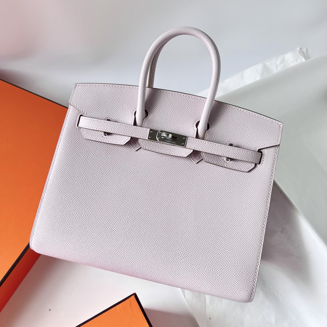 Birkin 25cm Sellier Epsom 09 New Fantasy Pink Purple Silver Buckle Fully Handmade Wax Thread Sewing Phw Customized✈️ - Image 2