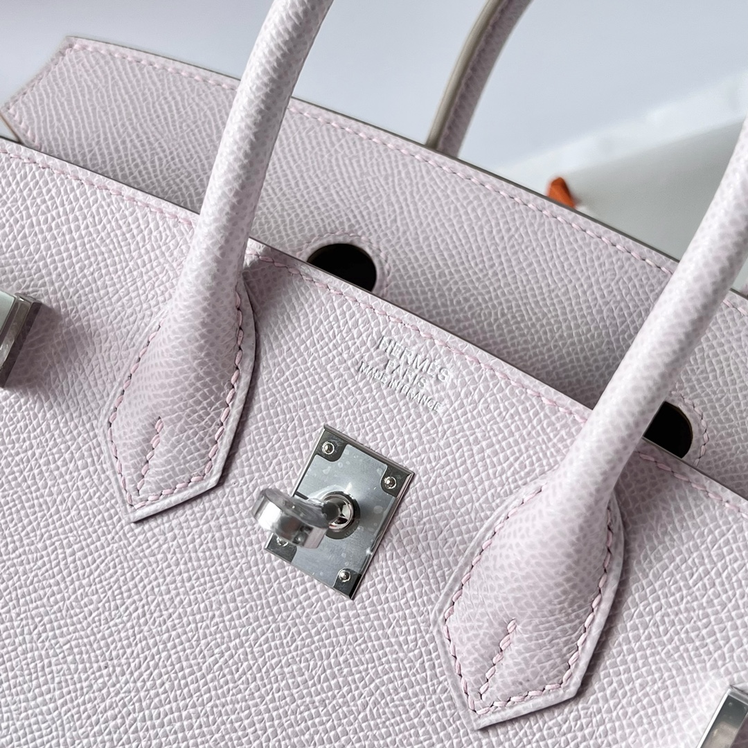 Birkin 25cm Sellier Epsom 09 New Fantasy Pink Purple Silver Buckle Fully Handmade Wax Thread Sewing Phw Customized✈️ - Image 7