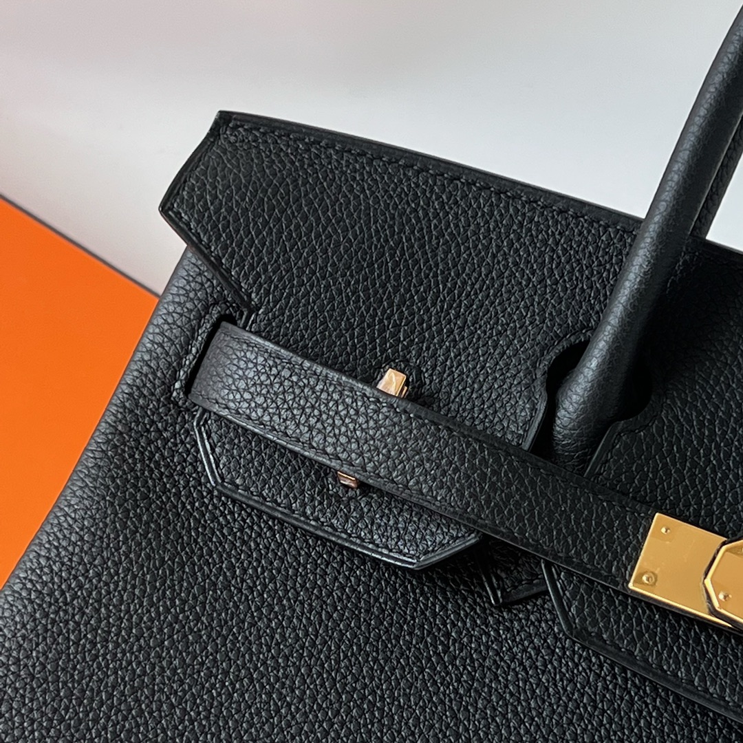 Birkin 30cm Togo leather original calfskin 89 black Noir gold buckle fully handmade wax thread Ghw Stock - Image 2