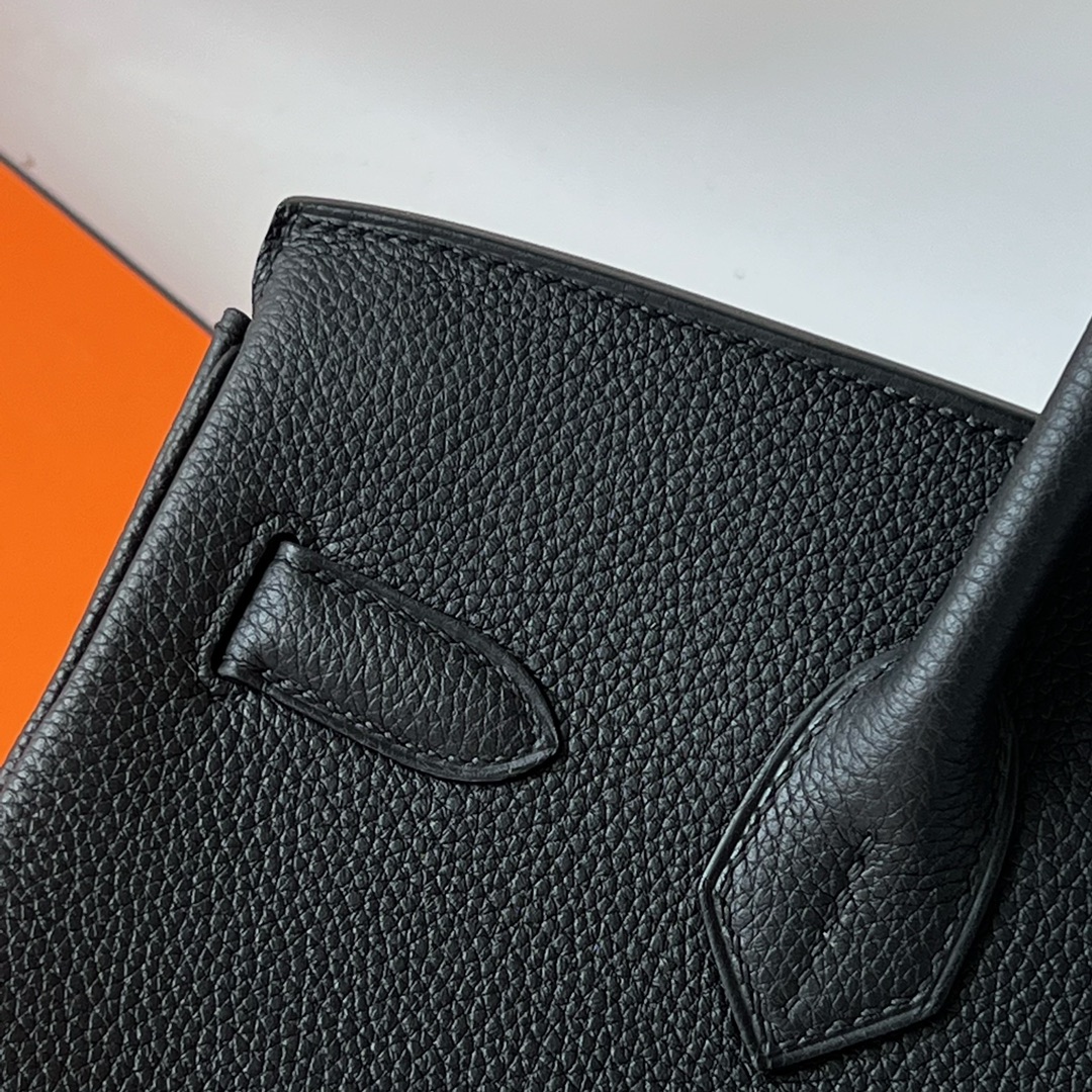 Birkin 30cm Togo leather original calfskin 89 black Noir gold buckle fully handmade wax thread Ghw Stock - Image 5