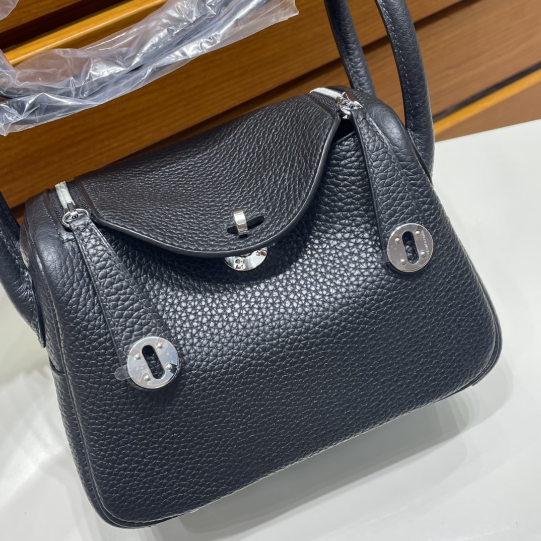 Mini Lindy Clemence Ck89 black Noir silver buckle fully handmade wax stitching Phw Stock - Image 2