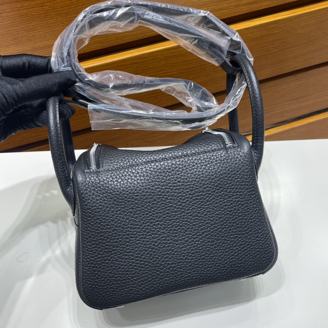 Mini Lindy Clemence Ck89 black Noir silver buckle fully handmade wax stitching Phw Stock - Image 3
