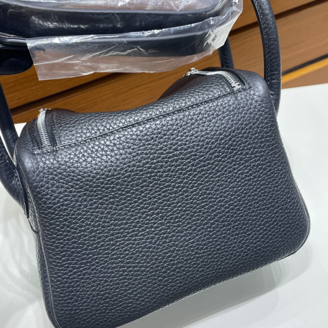 Mini Lindy Clemence Ck89 black Noir silver buckle fully handmade wax stitching Phw Stock - Image 4