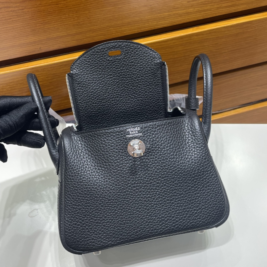 Mini Lindy Clemence Ck89 black Noir silver buckle fully handmade wax stitching Phw Stock - Image 6