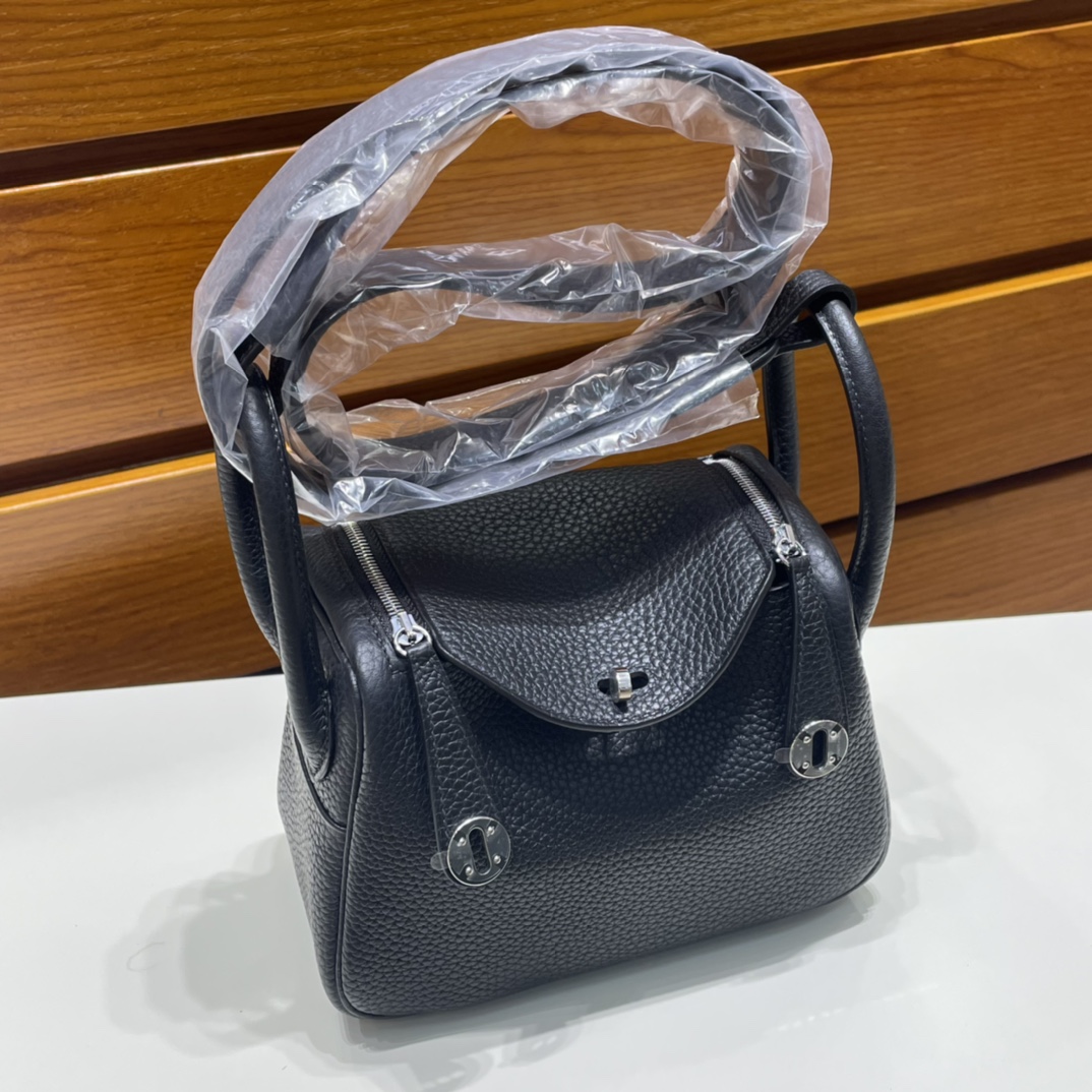 Mini Lindy Clemence Ck89 black Noir silver buckle fully handmade wax stitching Phw Stock - Image 8