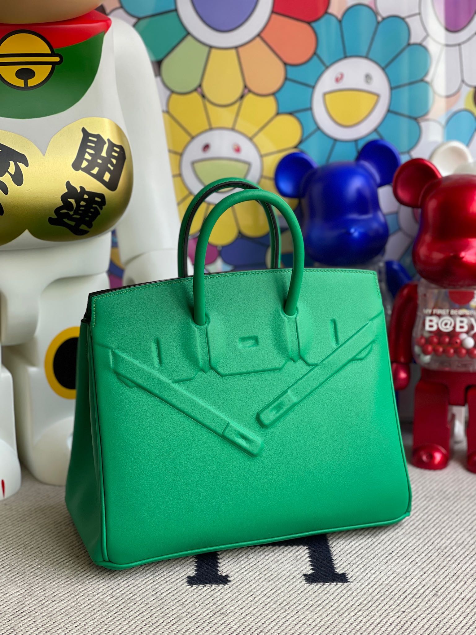 Birkin 25cm Shadow Swift Phantom 6W Mint Green Fully Handmade Wax Thread Phw Stock