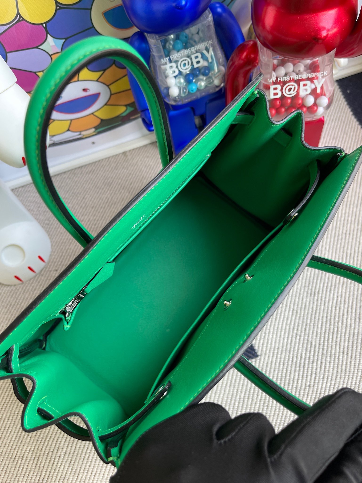 Birkin 25cm Shadow Swift Phantom 6W Mint Green Fully Handmade Wax Thread Phw Stock - Image 4