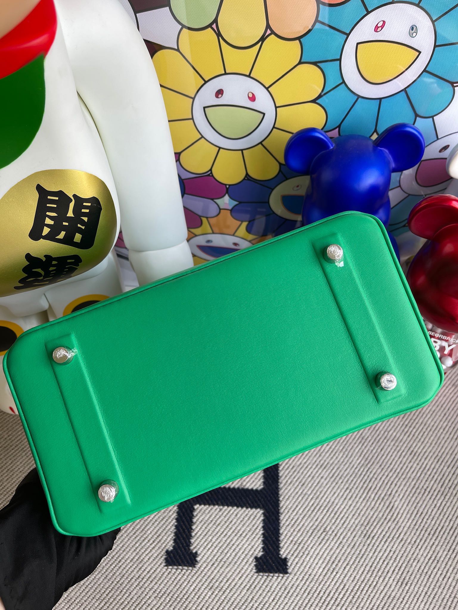 Birkin 25cm Shadow Swift Phantom 6W Mint Green Fully Handmade Wax Thread Phw Stock - Image 5